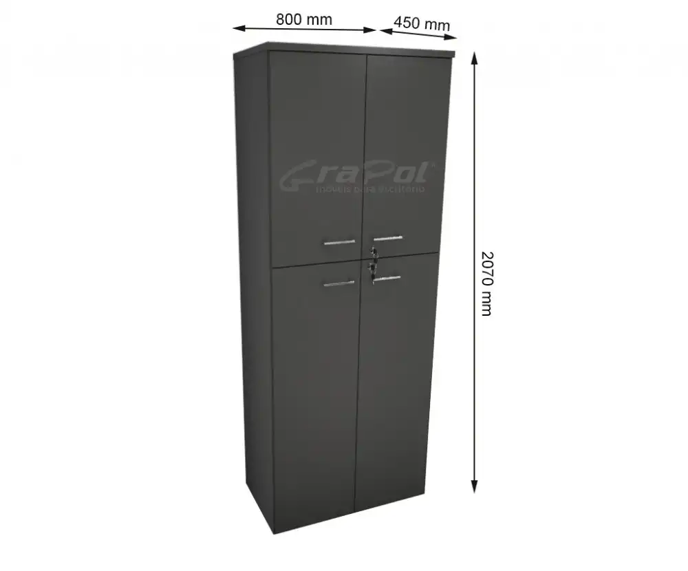 ARMÁRIO DINÂMICO 04 PORTAS - PRATELEIRAS 15mm - L 800mm x A 2070mm x P 450mm - M-OFFICE - MÓVEIS MOTIVA