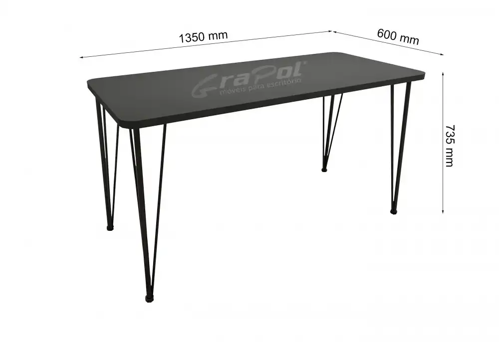MESA H&O -  1350mm x 735mm x 600mm - 25mm - Linha M-office - Móveis Motiva