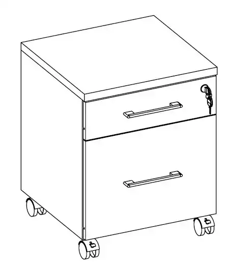 GAVETEIRO VOLANTE 1 GAVETA E 1 GAVETÃO - L 450mm x A 580mm x P 470mm - M-OFFICE - MÓVEIS MOTIVA