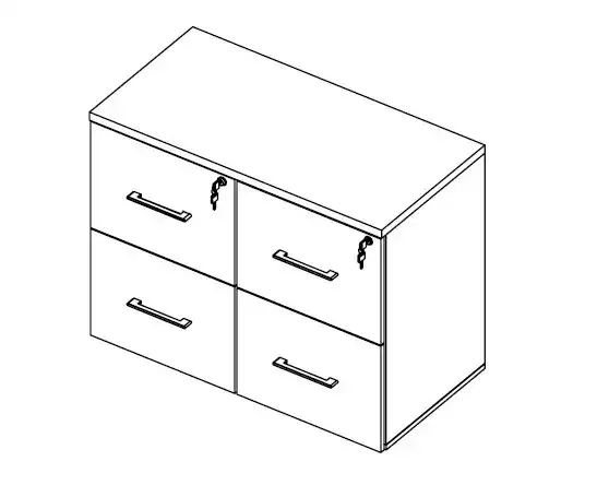 ARMÁRIO BAIXO 04 GAVETÕES L 900mm x A 735mm x P 450mm - M-OFFICE - MÓVEIS MOTIVA