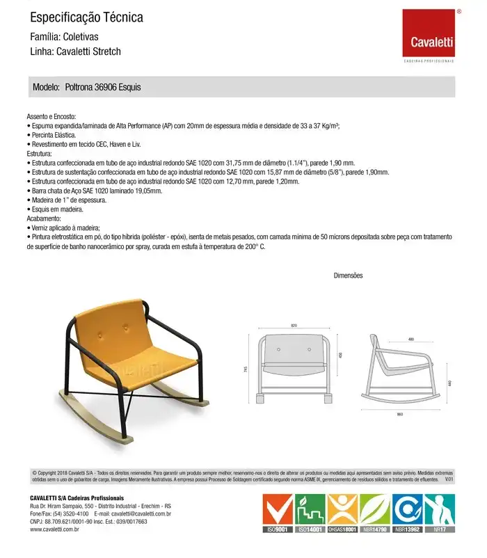 Sofá 36906 Stretch - Base Esquis COLORIDA - Linha Stretch - Cavaletti