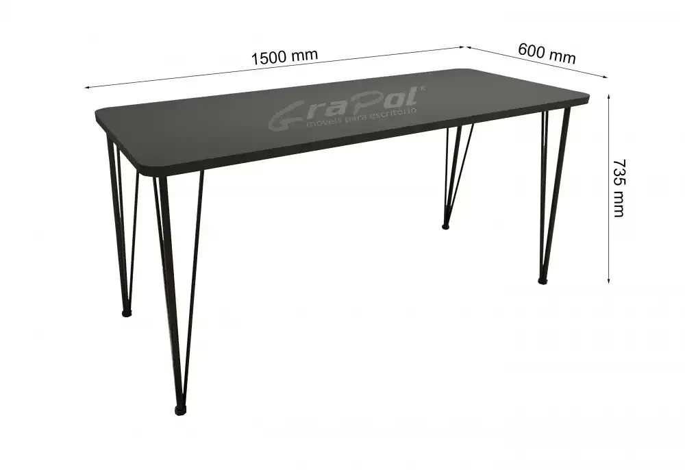MESA H&O -  1500mm x 735mm x 600mm - 25mm - Linha M-office - Móveis Motiva