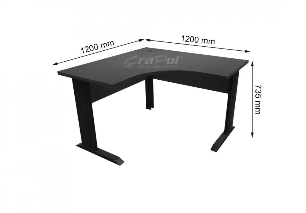 ESTAÇÃO DE TRABALHO PÉ METAL 1200/1200mm x 735mm x 600mm - 25mm - Linha M-office - Móveis Motiva