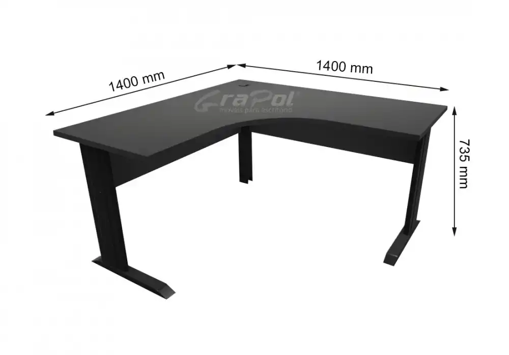 ESTAÇÃO DE TRABALHO PÉ METAL 1400/1400mm x 735mm x 600mm - 25mm - Linha M-office - Móveis Motiva