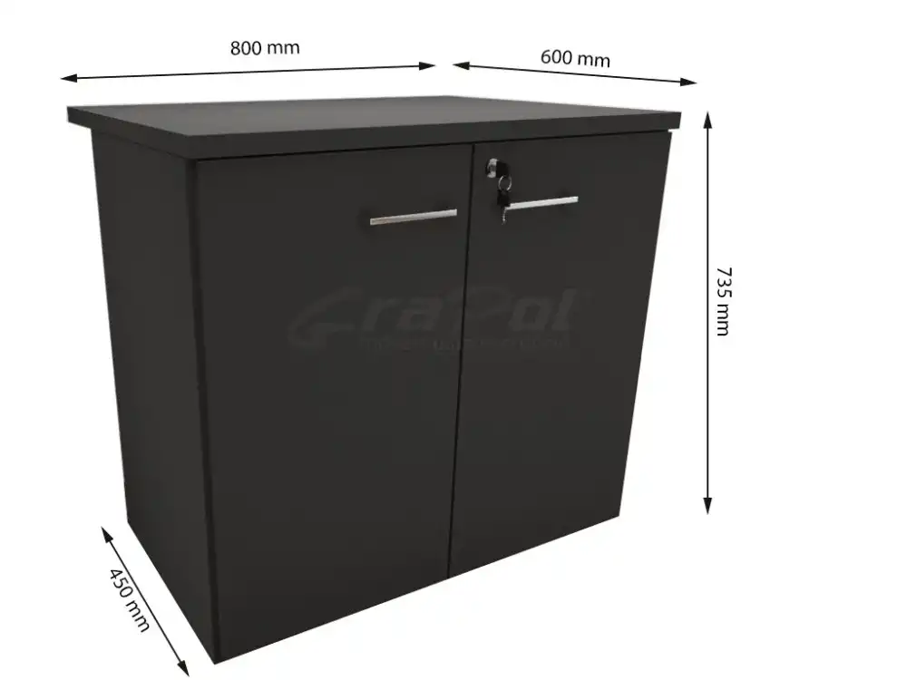 ARMÁRIO BAIXO 02 PORTAS - L 800mm x A 735mm x P 450/600mm PROFUNDIDADE DO TAMPO 600MM - M-OFFICE - MÓVEIS MOTIVA