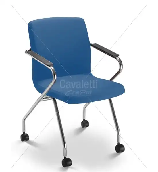 Cadeira para escritório com rodízio 18006 Z - Linha Slim - ESTRUTURA CROMADA - Cavaletti