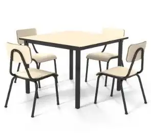Conjunto de mesa juvenil (6 à 10 anos) - 1 mesa + 4 cadeiras - Branco ou Bege - Dellus